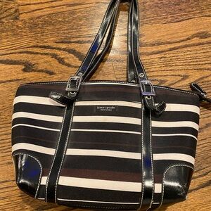 Kate spade, black, brown, and white stripes